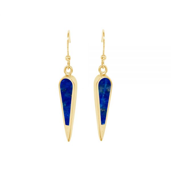 Yellow Gold Lapis Drop Earrings