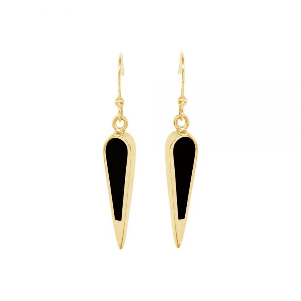 Yellow Gold Whitby Jet Drop Earrings