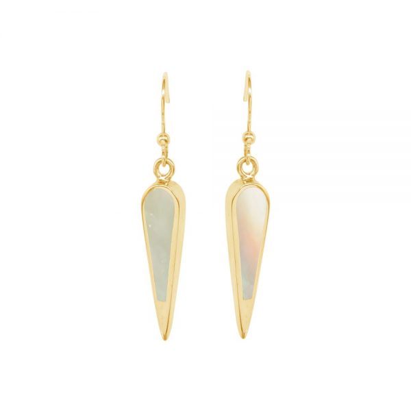 Yellow Gold Mother of Pearl Drop Earrings