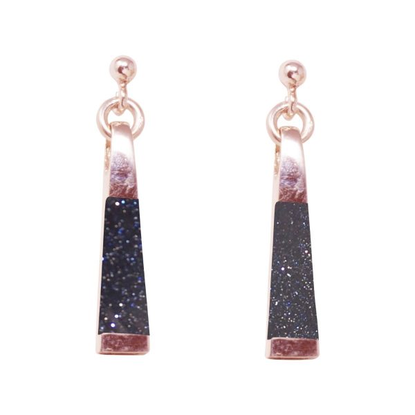 Rose Gold Blue Goldstone Drop Earrings