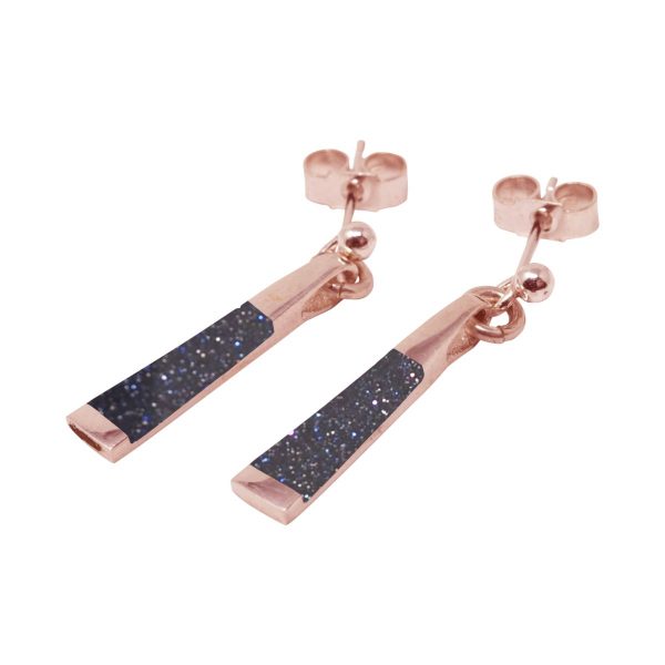 Rose Gold Blue Goldstone Drop Earrings