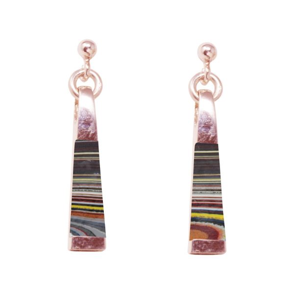 Rose Gold Fordite Drop Earrings