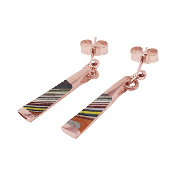 Rose Gold Fordite Drop Earrings