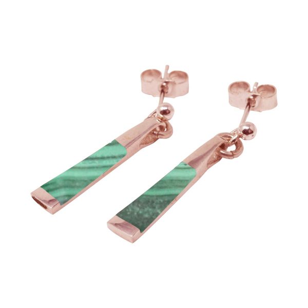 Rose Gold Malachite Drop Earrings