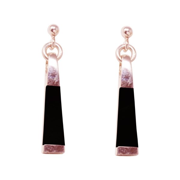 Rose Gold Whitby Jet Drop Earrings