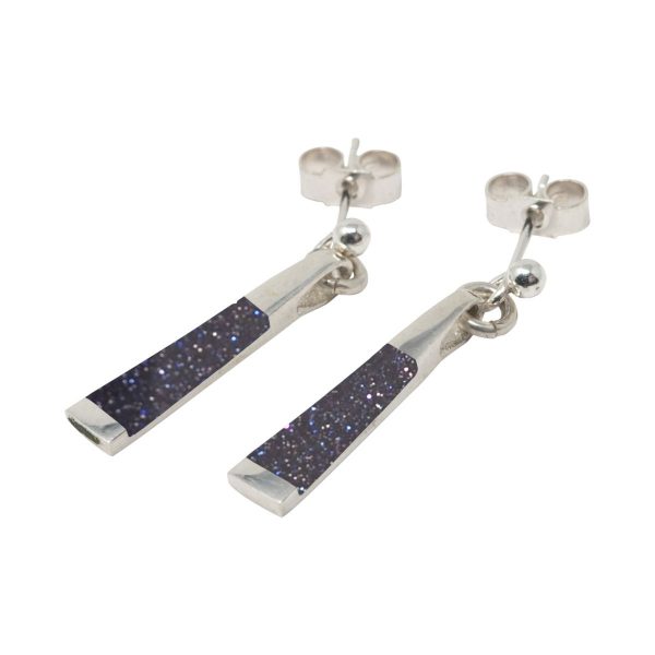 Silver Blue Goldstone Drop Earrings