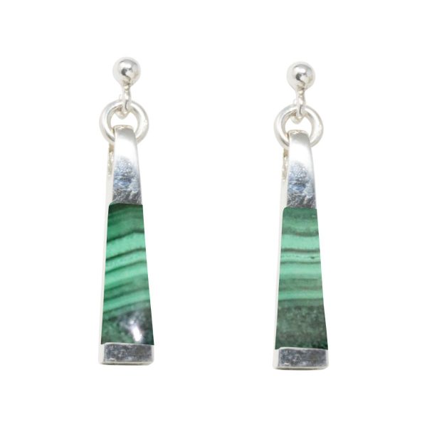 Silver Malachite Drop Earrings