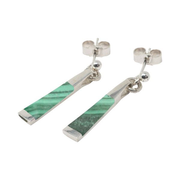 Silver Malachite Drop Earrings