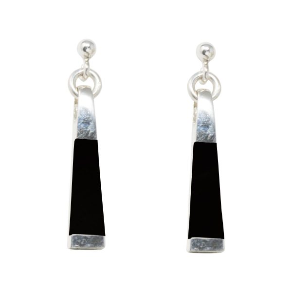 Silver Whitby Jet Drop Earrings