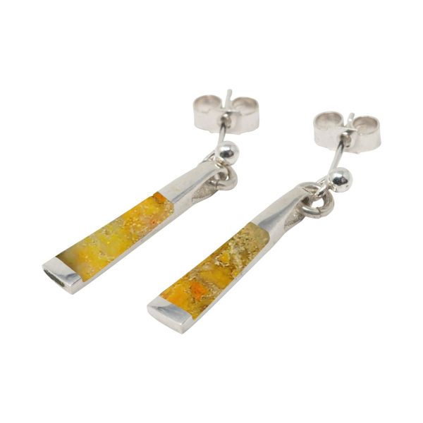 White Gold Bumblebee Jasper Drop Earrings