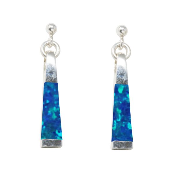 White Gold Opalite Cobalt Blue Drop Earrings