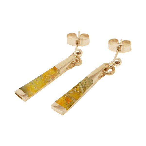 Yellow Gold Bumblebee Jasper Drop Earrings