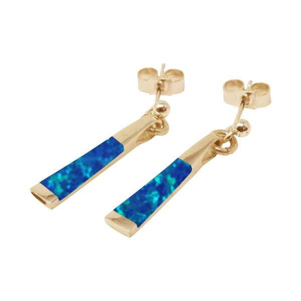 Yellow Gold Opalite Cobalt Blue Drop Earrings