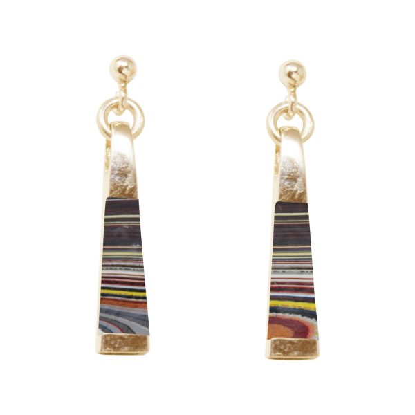 Yellow Gold Fordite Drop Earrings