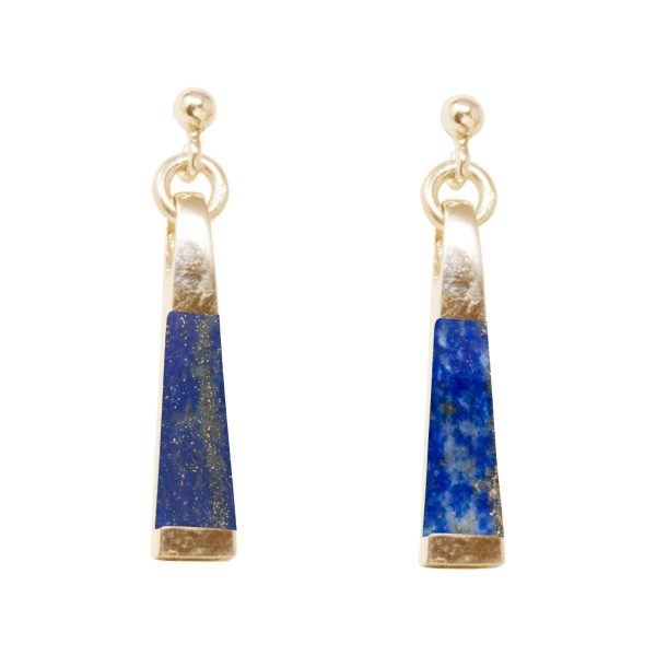 Yellow Gold Lapis Drop Earrings