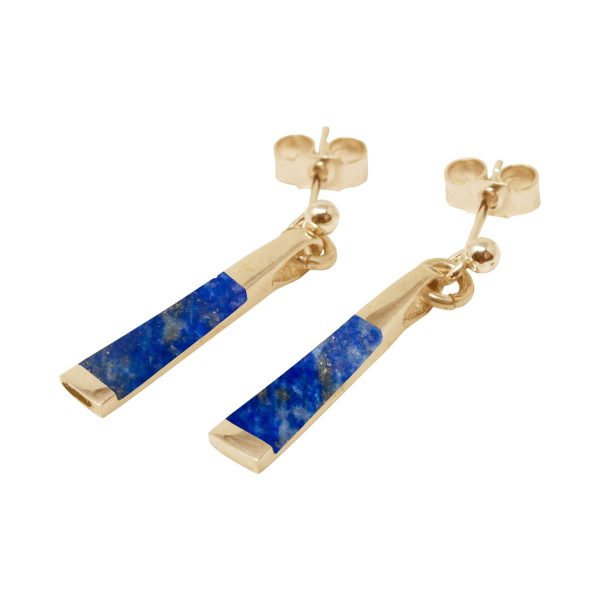 Yellow Gold Lapis Drop Earrings