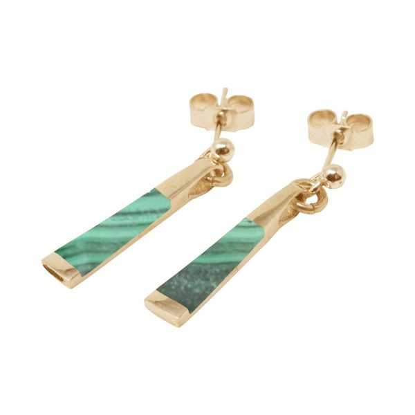 Yellow Gold Malachite Drop Earrings