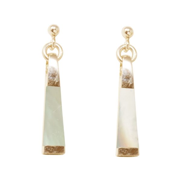 Yellow Gold Mother of Pearl Drop Earrings