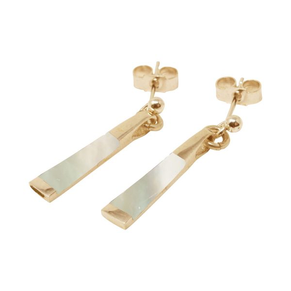 Yellow Gold Mother of Pearl Drop Earrings