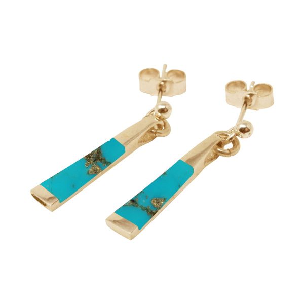 Yellow Gold Turquoise Drop Earrings