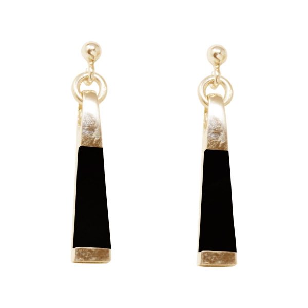 Yellow Gold Whitby Jet Drop Earrings