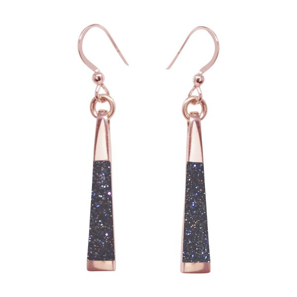 Rose Gold Blue Goldstone Drop Earrings