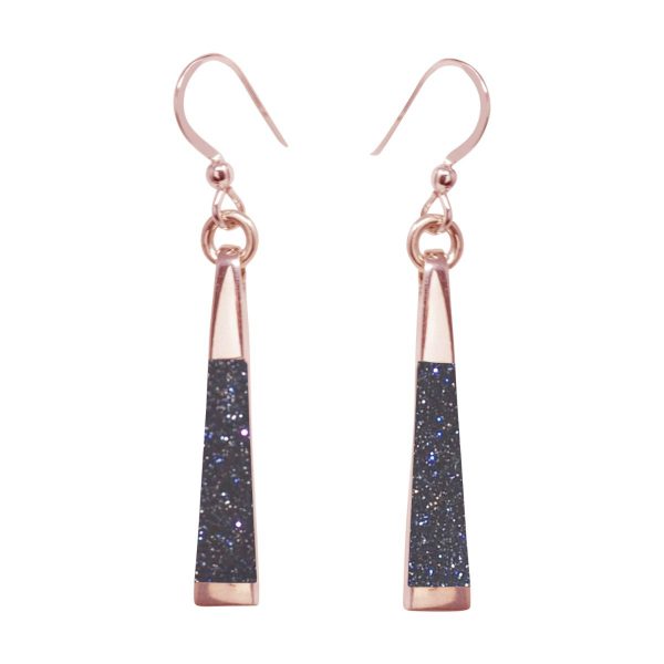 Rose Gold Blue Goldstone Drop Earrings