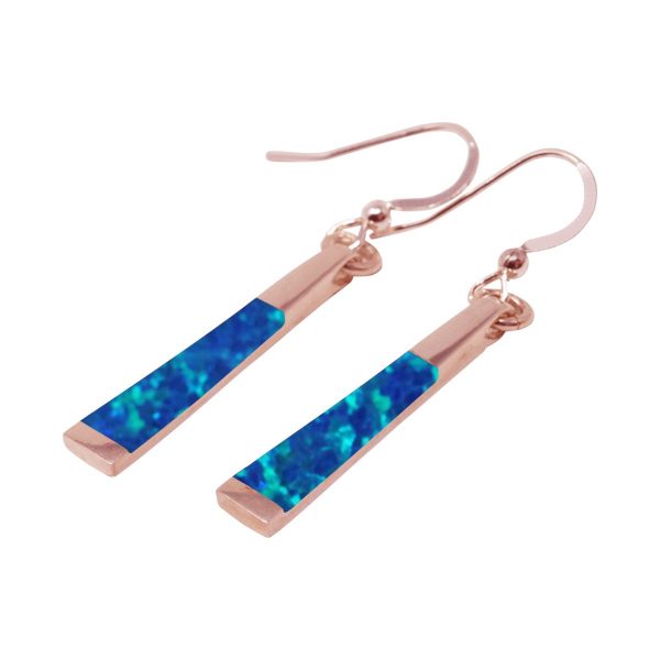 Rose Gold Opalite Cobalt Bluye Drop Earrings