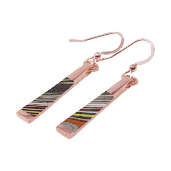 Rose Gold Fordite Drop Earrings