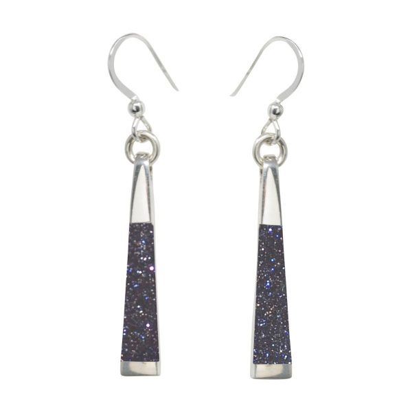 Silver Blue Goldstone Drop Earrings
