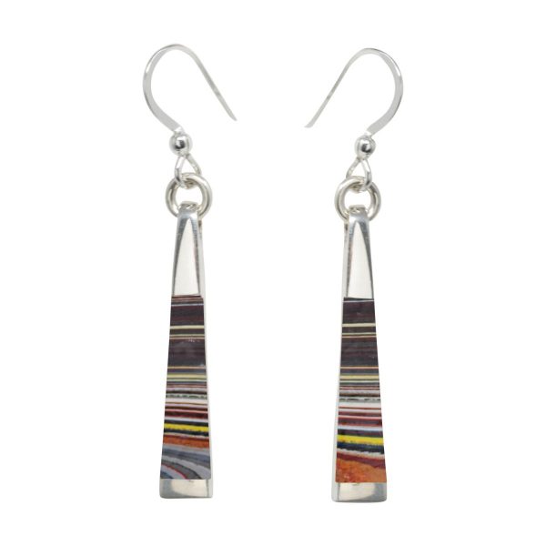 Silver Fordite Drop Earrings