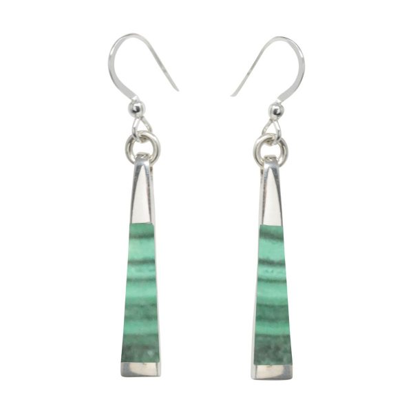 Silver Malachite Drop Earrings