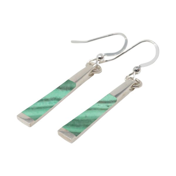 Silver Malachite Drop Earrings