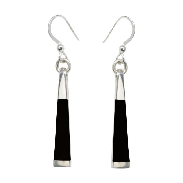 Silver Whitby Jet Drop Earrings