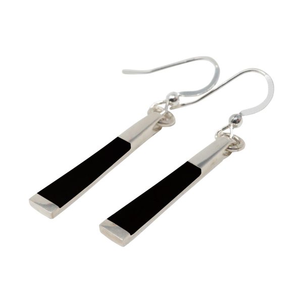 Silver Whitby Jet Drop Earrings