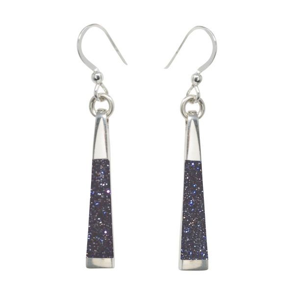 White Gold Blue Goldstone Drop Earrings