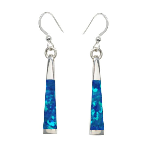 White Gold Opalite Cobalt Blue Drop Earrings