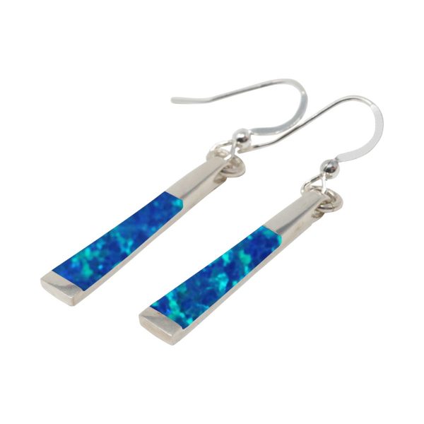 White Gold Opalite Cobalt Blue Drop Earrings