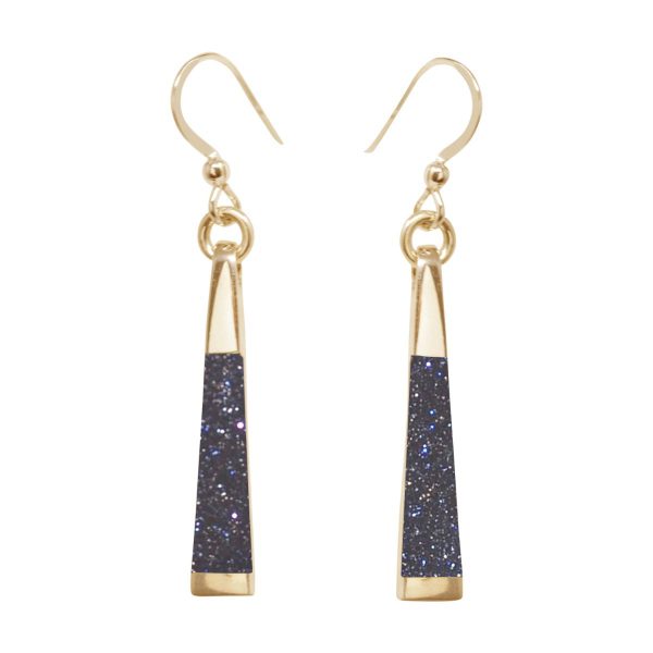 Yellow Gold Blue Goldstone Drop Earrings