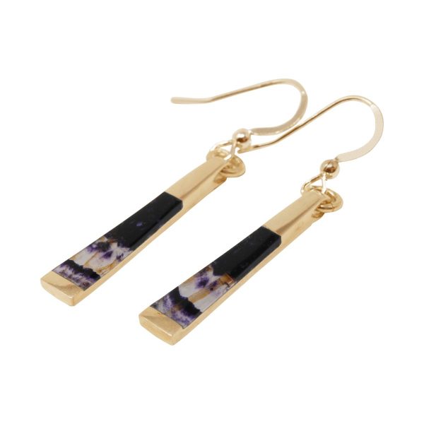 Yellow Gold Blue John Drop Earrings