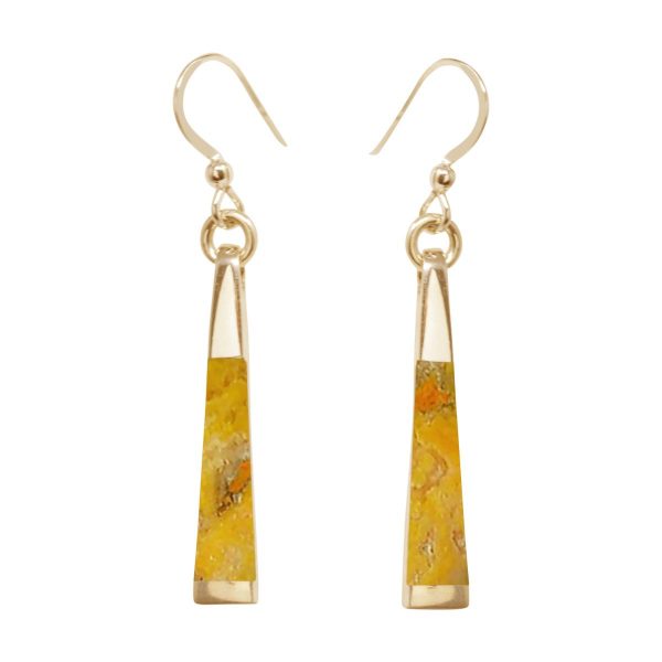 Yellow Gold Bumblebee Jasper Drop Earrings