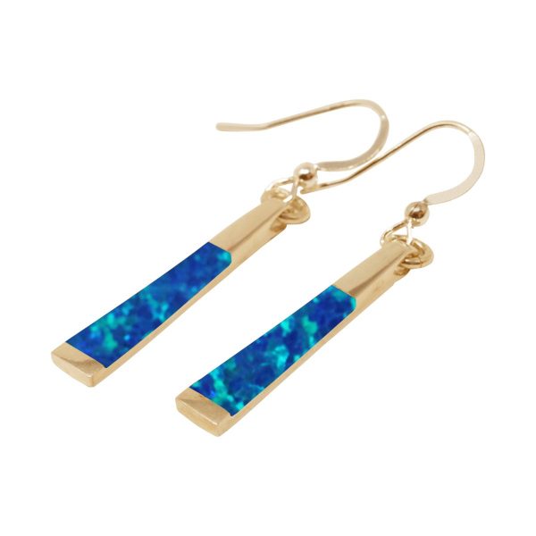 Yellow Gold Opalite Cobalt Blue Drop Earrings