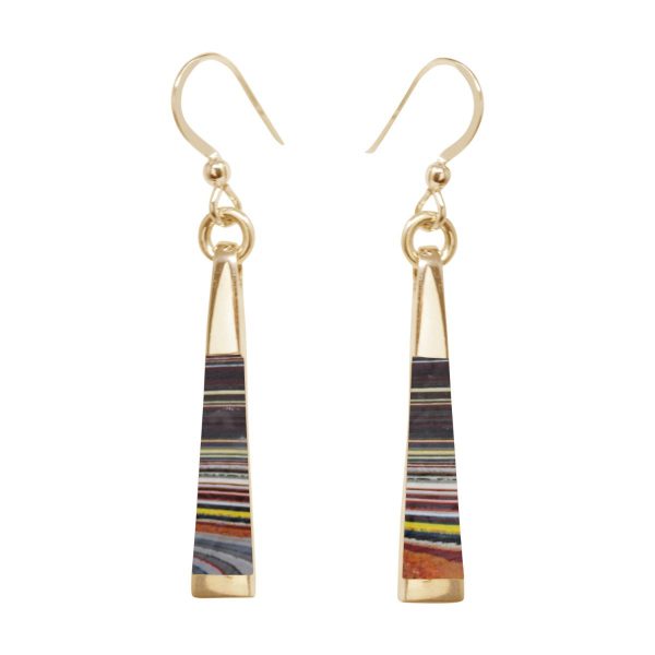 Yellow Gold Fordite Drop Earrings