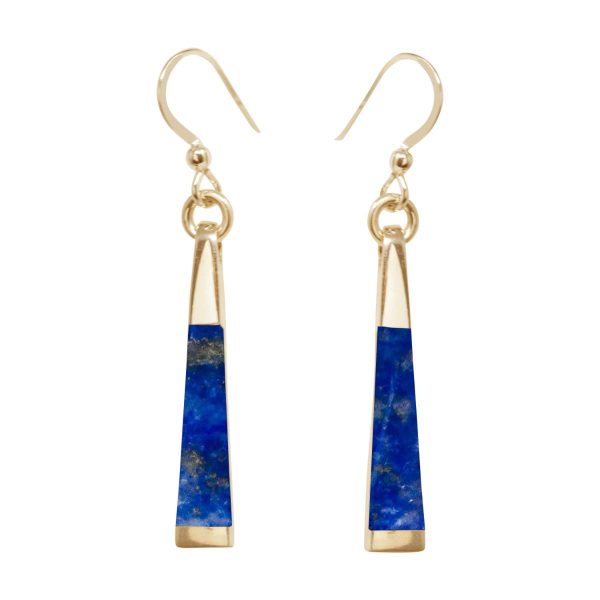 Yellow Gold Lapis Drop Earrings