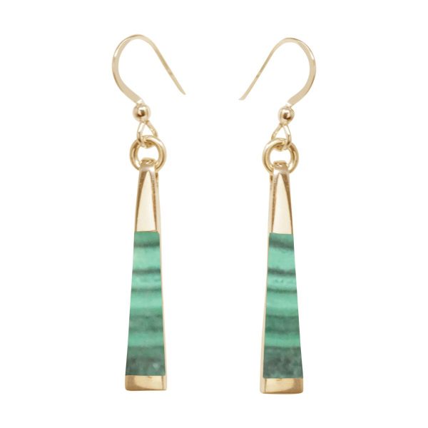 Yellow Gold Malachite Drop Earrings