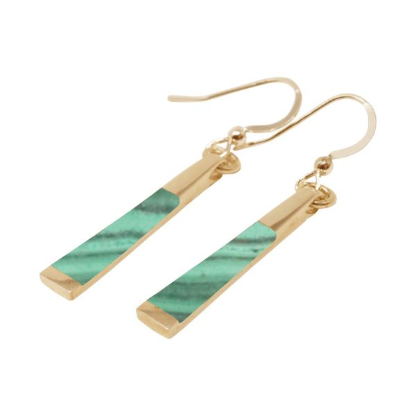 Yellow Gold Malachite Drop Earrings