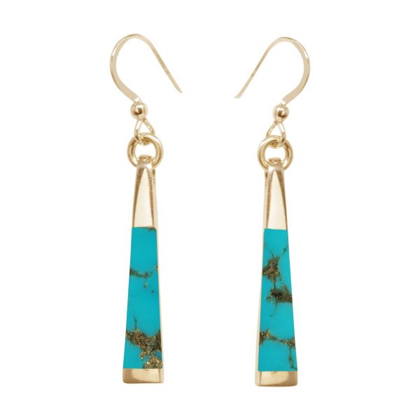 Yellow Gold Turquoise Drop Earrings