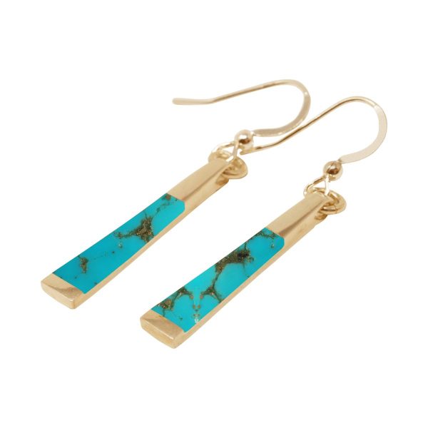 Yellow Gold Turquoise Drop Earrings