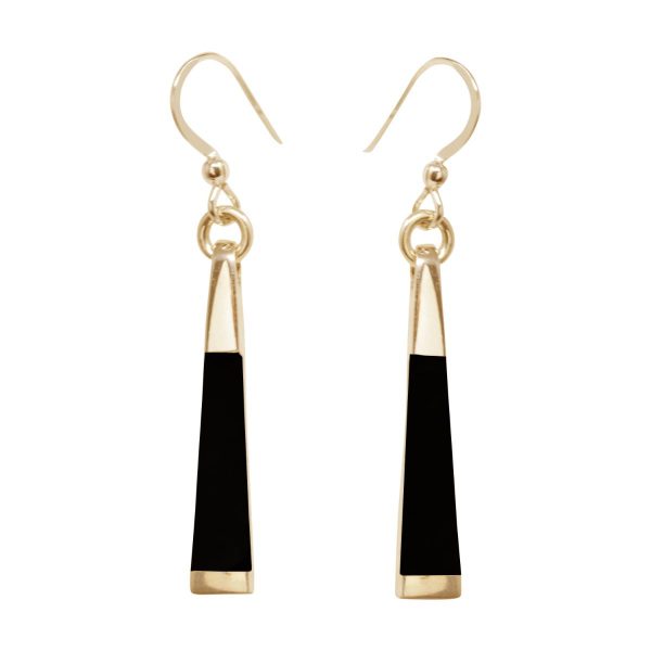 Yellow Gold Whitby Jet Drop Earrings