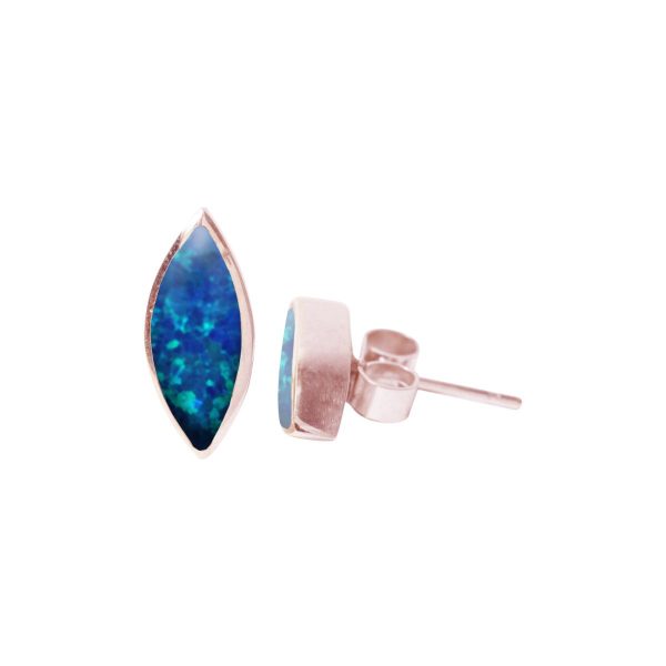 Rose Gold Opalite Cobalt Blue Stud Earrings